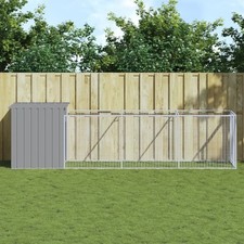 Dog House with Run Light Grey