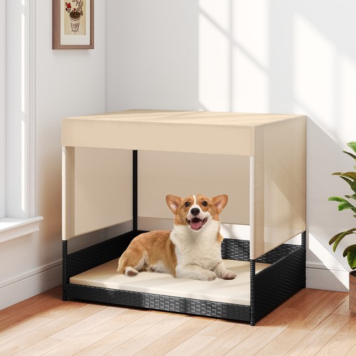 Elevated dog house wicker - elevated,