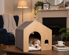 GREY Wooden Indoor Pet House